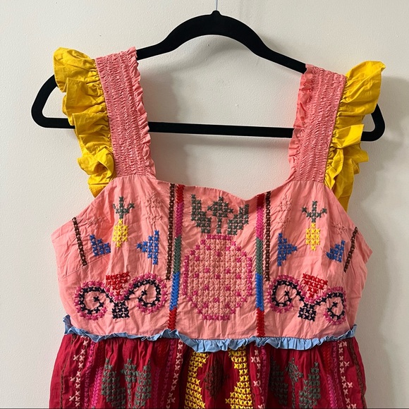 NWT Farm Rio Color Block Embroidered Mini Dress Size Medium - Picture 5 of 12